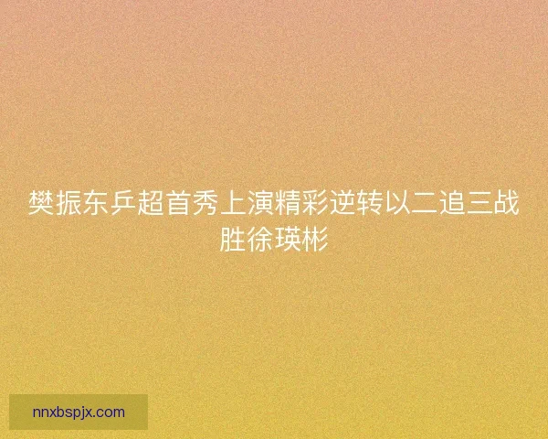 樊振东乒超首秀上演精彩逆转以二追三战胜徐瑛彬 樊振东乒超首秀上演精彩逆转以二追三战胜徐瑛彬