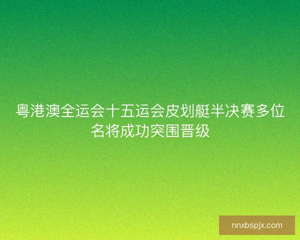 粤港澳全运会十五运会皮划艇半决赛多位名将成功突围晋级