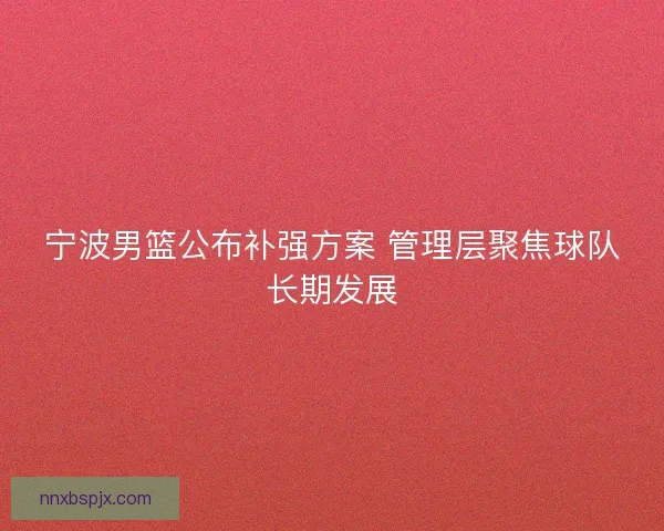 宁波男篮公布补强方案 管理层聚焦球队长期发展